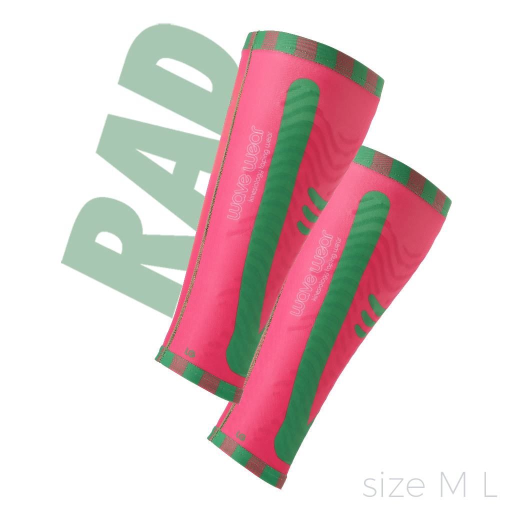 [웨이브웨어] 종아리 보호대 RAD 핑크그린 1쌍 테이핑